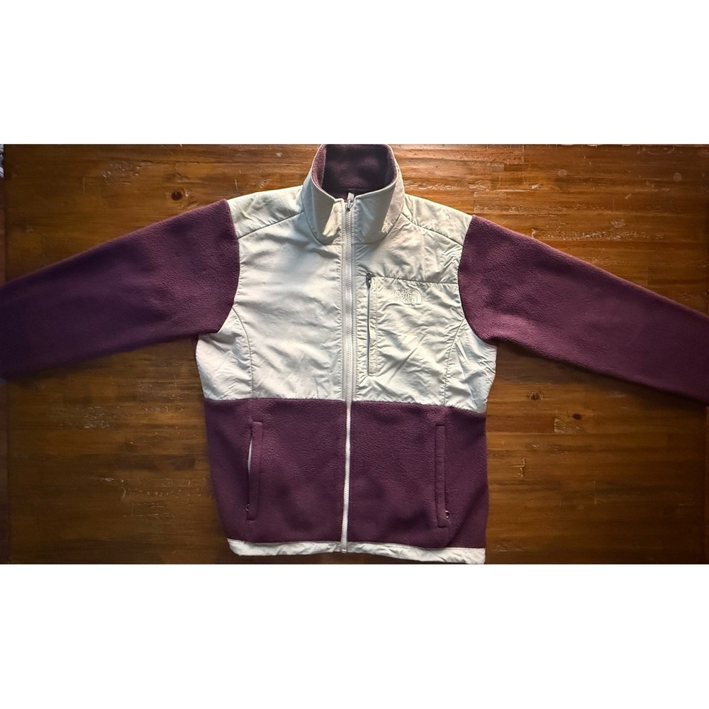 North Face Denali Womens Fleece Jacket Full Zip Purple‎ Cream Large